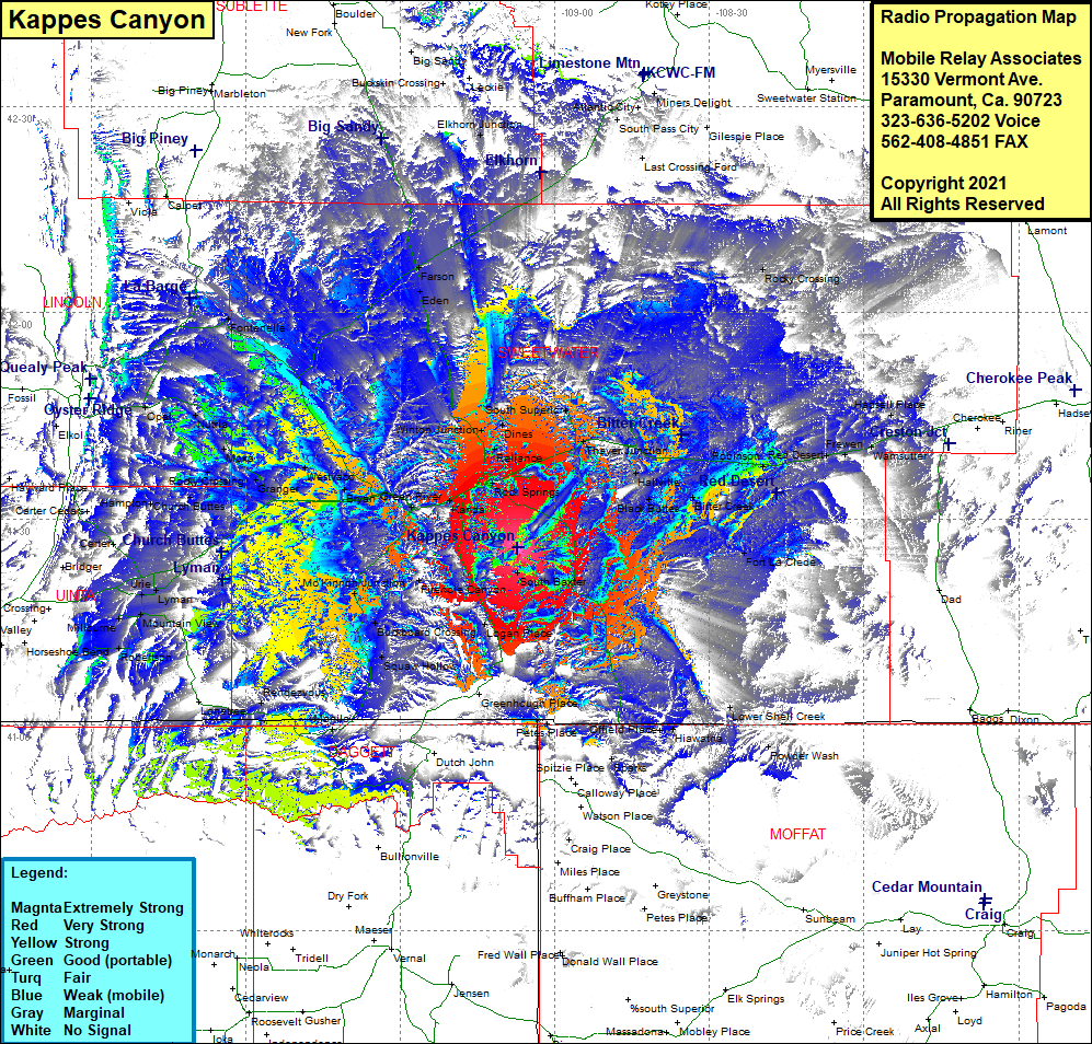 heat map radio coverage Kappes Canyon